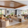 a clubhouse room with a large window