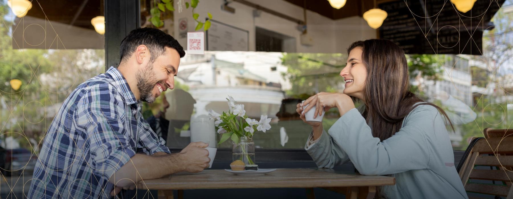 a man and a woman sitting at a table